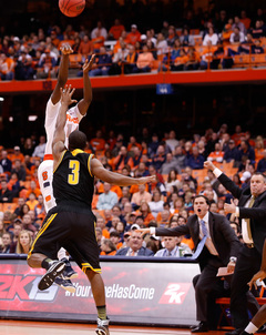 Joseph rises up for a jump shot over Kennesaw State's Delbert Love.