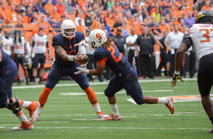 Terrel Hunt and Prince-Tyson Gulley combined for 294 yards rushing in Syracuse's 34-20 loss to Maryland Saturday.
