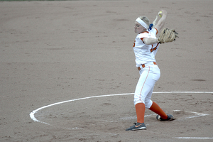 Sydney O'Hara (pictured) has mainly paired with catcher Alyssa Dewes while on the mound. Julie Wambold has caught for pitcher Jocelyn Cater and together, the two consistent pairs have benefited the Orange's pitcher-catcher combinations.