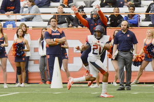 Syracuse cornerback Cordell Hudson (20) hopes to pick his weight up in muscle before next season in order to give the Orange's secondary more depth.