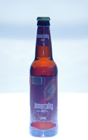 Immortality Imperial Amber Ale has a bold, strong malt flavor and a golden amber pour. It would go well with a burger and French fries or a steak fresh off the grill.
