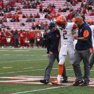 Eric Dungey left Syracuse's game against Louisville in the fourth quarter after being hit in the head. 