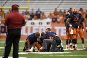 Terrel Hunt tore his Achilles against Rhode Island in Syracuse's first game of the season. It will be the last time he plays football at the collegiate level. 