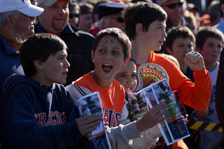 Young Syracuse fans look on at Hobart's Boswell Field.