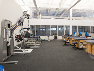 The rehabilitation facilities are connected to the basketball court. 