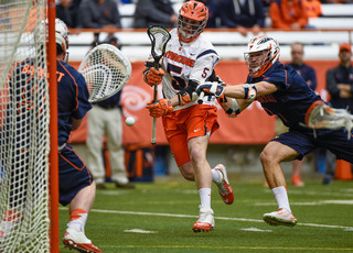 Nicky Galasso fires a shot in the first quarter on Sunday. He had four goals on the afternoon. 
