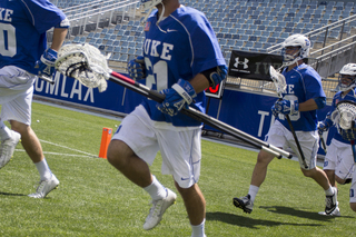 Duke players jog out to warm up before its ACC tournament championship game against Syracuse on Sunday at PPL Park in Chester, Pennsylvania.