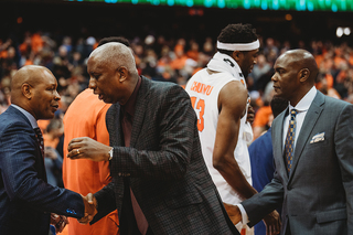 Georgetown assistant coach Louis Orr played for Boeheim in the 1970s, and Orr said he owes his basketball life to the SU head man who recruited him when no one else would.